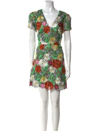 Pre-owned Milly Floral Print Mini Dress W/ Tags In Green