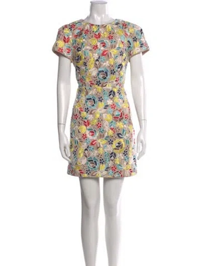 Pre-owned Milly Floral Print Mini Dress W/ Tags In Pink