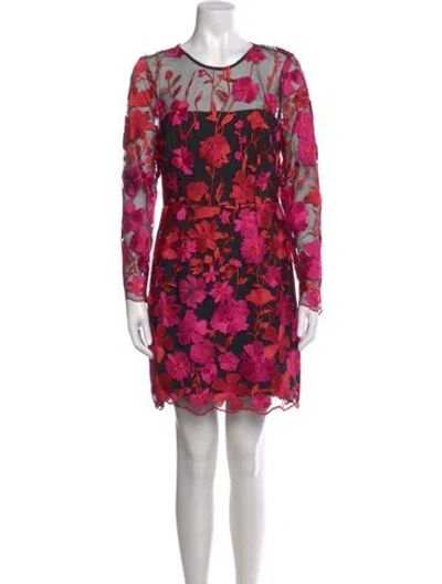 Pre-owned Milly Floral Print Mini Dress W/ Tags In Red