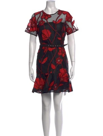 Pre-owned Milly Floral Print Mini Dress W/ Tags In Red