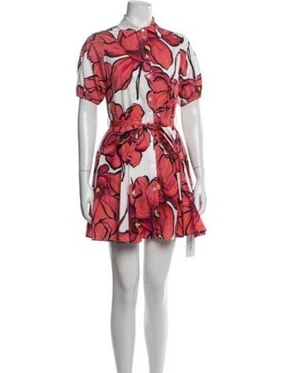 Pre-owned Milly Floral Print Mini Dress W/ Tags In Red