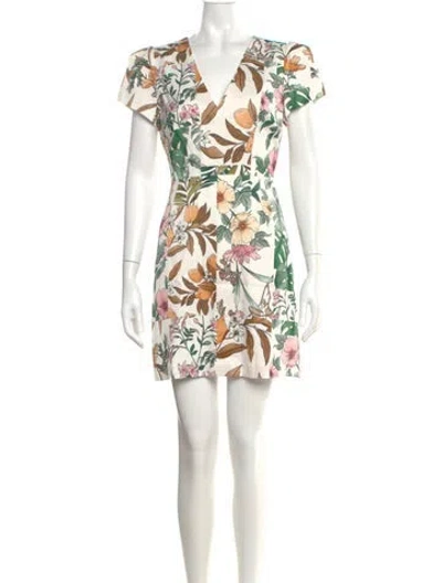 Pre-owned Milly Floral Print Mini Dress W/ Tags In White