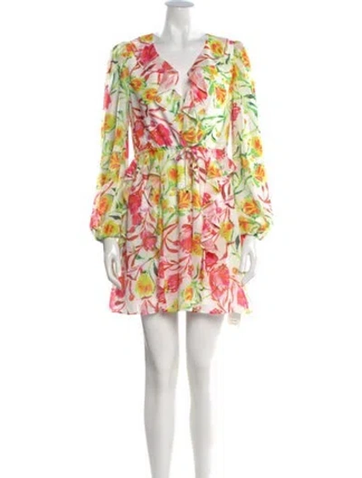 Pre-owned Milly Floral Print Mini Dress W/ Tags In White