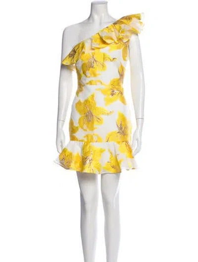 Pre-owned Milly Floral Print Mini Dress W/ Tags In Yellow