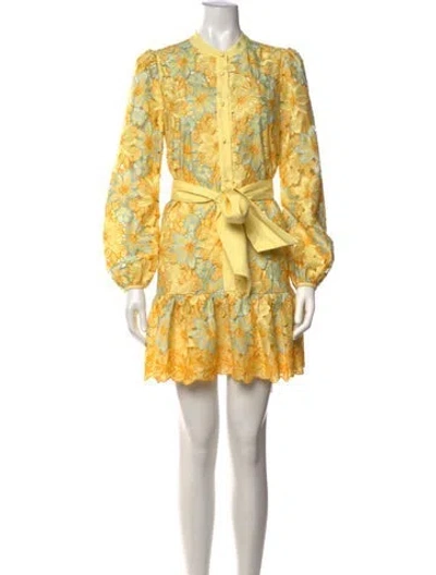 Pre-owned Milly Floral Print Mini Dress W/ Tags In Yellow