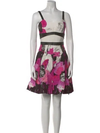 Pre-owned Milly Floral Print Mini Dress In White