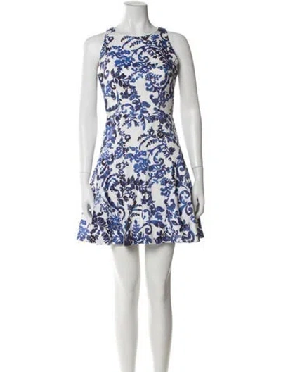 Pre-owned Milly Floral Print Mini Dress In White