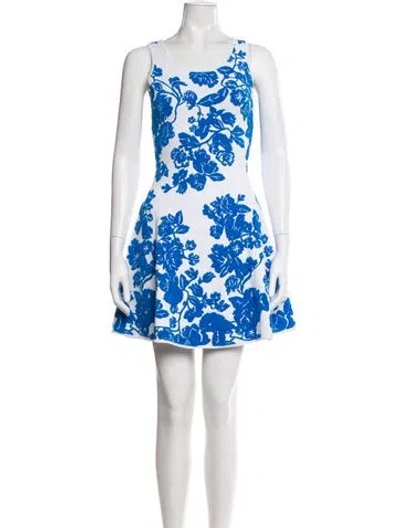 Pre-owned Milly Floral Print Mini Dress In White