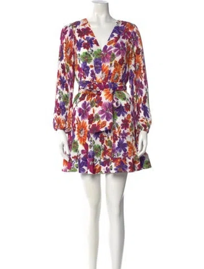 Pre-owned Milly Floral Print Mini Dress In White