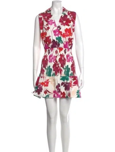 Pre-owned Milly Floral Print Mini Dress In White