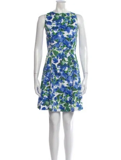 Pre-owned Milly Floral Print Mini Dress In White