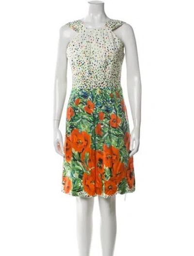 Pre-owned Milly Floral Print Mini Dress In White