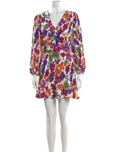 Pre-owned Milly Floral Print Mini Dress In White