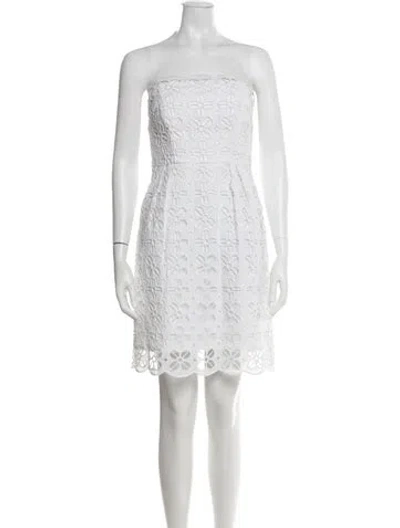Pre-owned Milly Floral Print Mini Dress In White