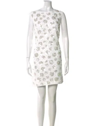 Pre-owned Milly Floral Print Mini Dress In White
