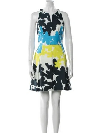 Pre-owned Milly Floral Print Mini Dress In White