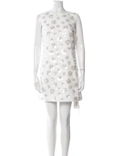 Pre-owned Milly Floral Print Mini Dress In White