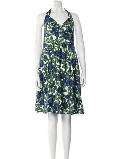 Pre-owned Milly Floral Print Mini Dress In White