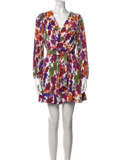 Pre-owned Milly Floral Print Mini Dress In White