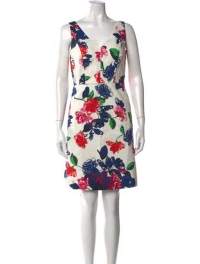 Pre-owned Milly Floral Print Mini Dress In White