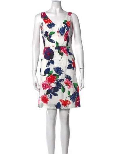 Pre-owned Milly Floral Print Mini Dress In White