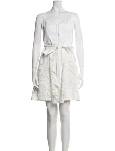 Pre-owned Milly Floral Print Mini Dress In White