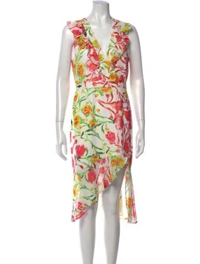 Pre-owned Milly Floral Print Mini Dress In White