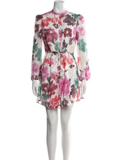 Pre-owned Milly Floral Print Mini Dress In White