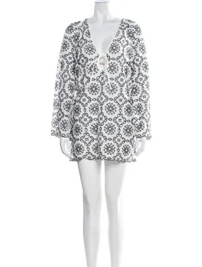Pre-owned Milly Floral Print Mini Dress In White