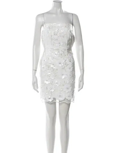 Pre-owned Milly Floral Print Mini Dress In White