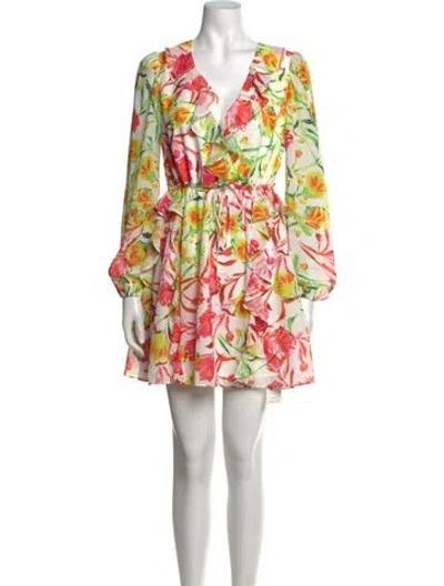 Pre-owned Milly Floral Print Mini Dress In White