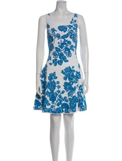 Pre-owned Milly Floral Print Mini Dress In White