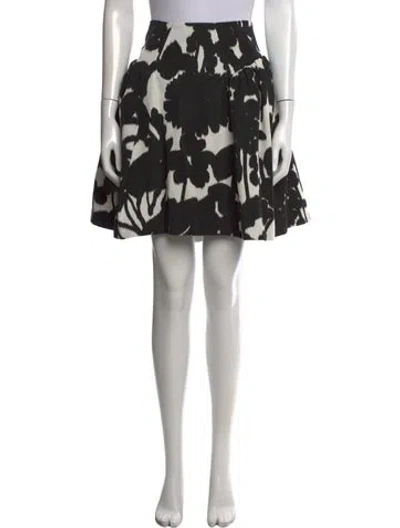 Pre-owned Milly Floral Print Mini Skirt W/ Tags In Black