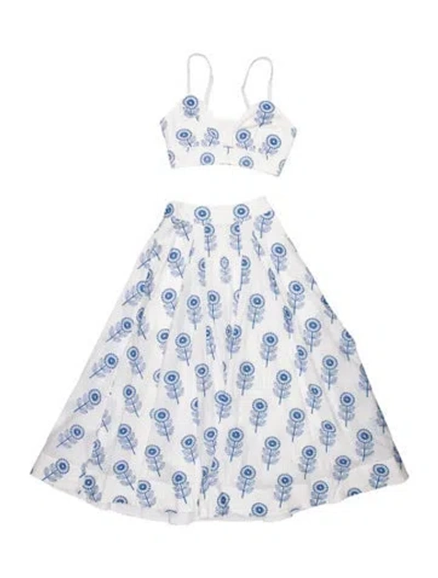 Pre-owned Milly Floral Print Skirt Set In Blue