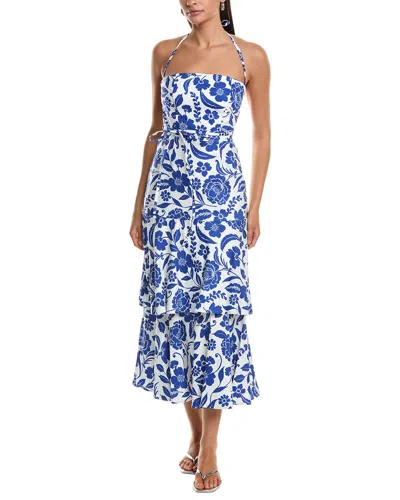 Milly Flowers Of Spain Linen-blend Midi Dress In Multi