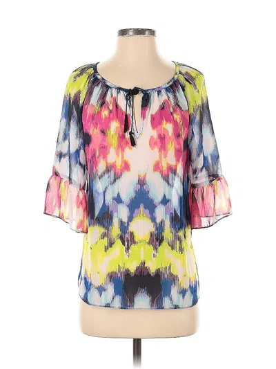 Pre-owned Milly For Design Nation 3/4 Sleeve Blouse In Yellow