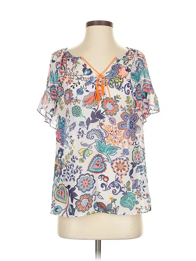 Pre-owned Milly For Design Nation Short Sleeve Blouse In White