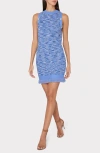 Milly Textured Fringe Knit Mini Dress In Blue