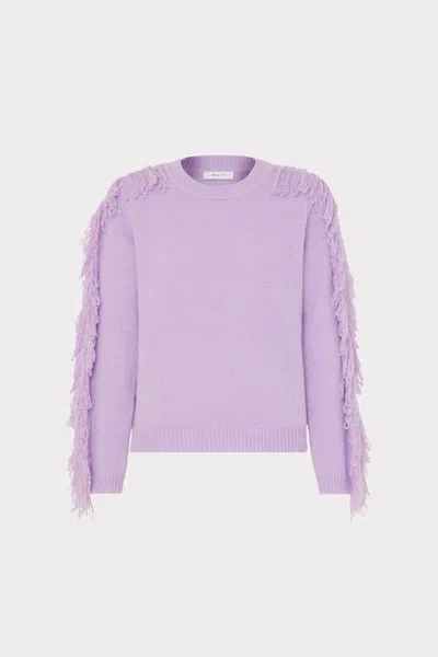 Milly Women's Crewneck Fringe-sleeve Sweater In Lilac