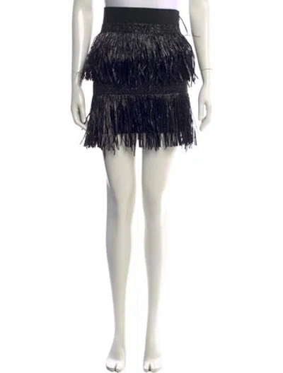 Pre-owned Milly Fringe Trim Accent Mini Skirt In Black