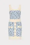 Milly Fringed Textured Tweed Mini Dress In Blue