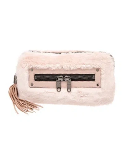 Pre-owned Milly Fur Top Handle Bag In Pink