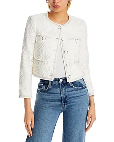 MILLY GEOMETRIC PATTERN CROCHETED CROPPED JACKET