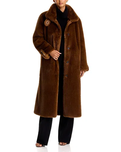 Milly Gia Faux Fur Coat In Brown