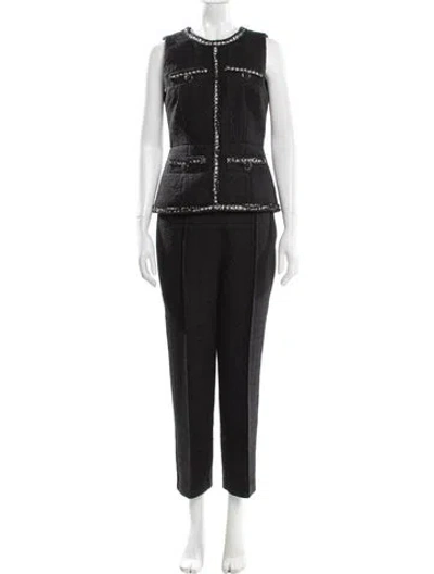 Pre-owned Milly Glitter Accents Pant Set In Black