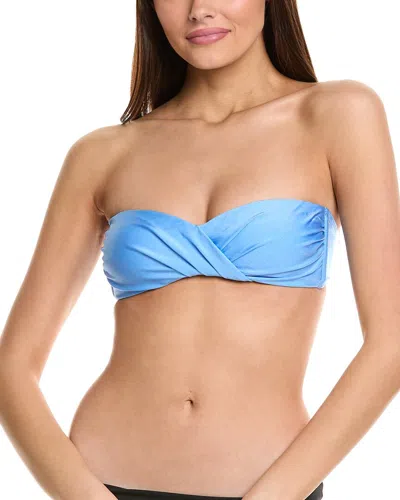 Milly Gloss Twist Bandeau Top In Blue