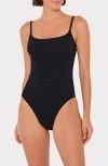 Milly Grace Solid Textured One-piece Swimsuit In Black