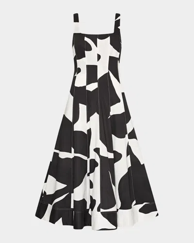 Milly Grand Foliage Stretch Cotton Poplin Dress In Multi