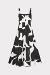 Milly Grand Foliage Stretch Cotton Poplin Dress In Black/white