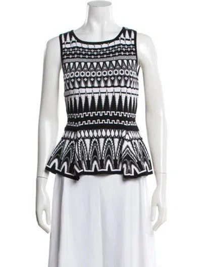 Pre-owned Milly Graphic Print Crew Neck Sweater In Black/white